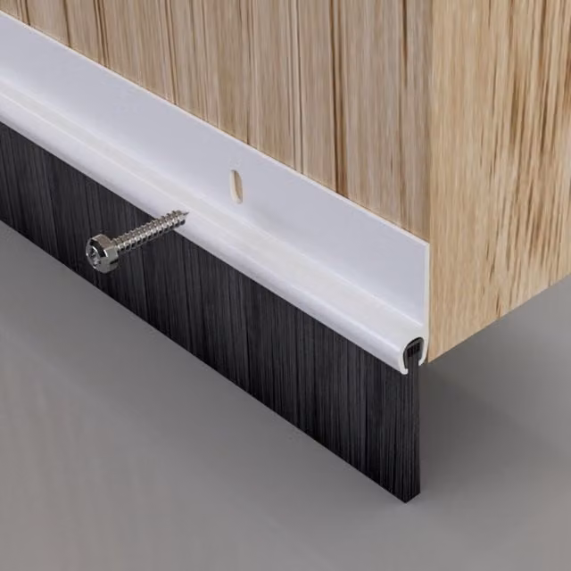 Stormguard PVC Brush Draught Excluder for Garage Bottom Doors, White and Grey, Width: 91.4 cm