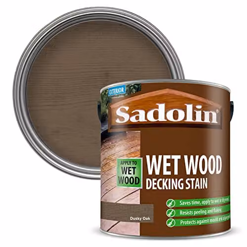 Sadolin Wet Wood Decking Stain in Dusky Oak, 2.5L – 2