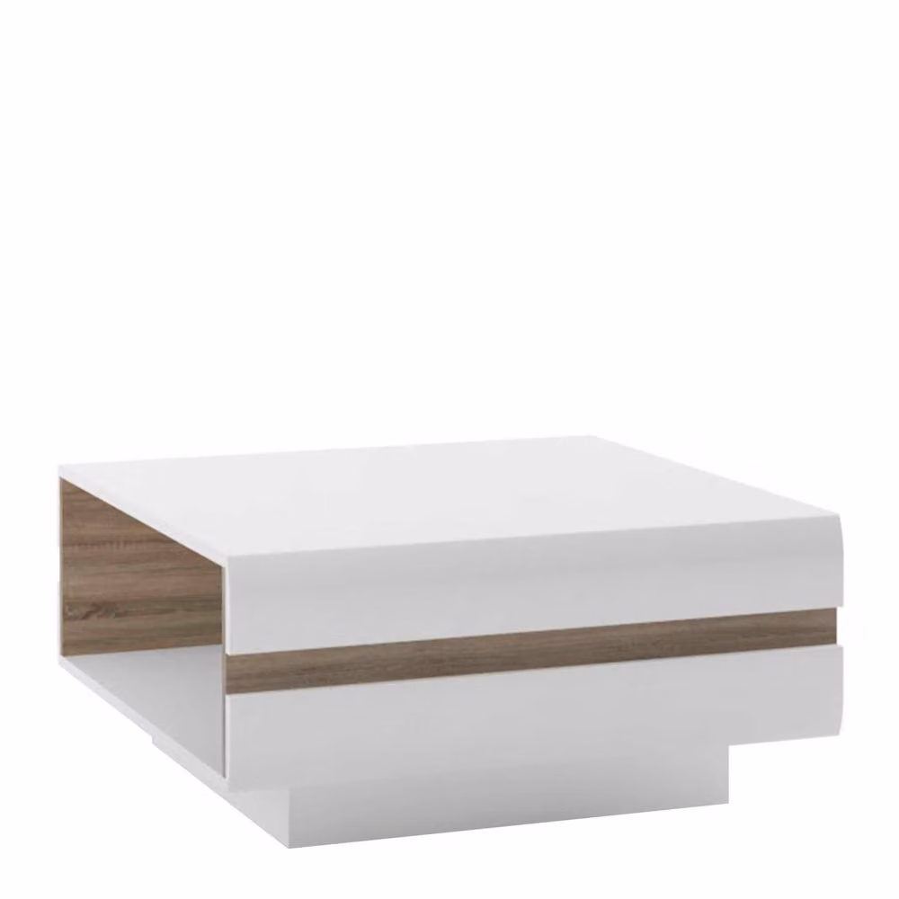 Wyld Haus Foxwhisk Small Square Coffee Table in White Gloss and Truffle Oak – 2