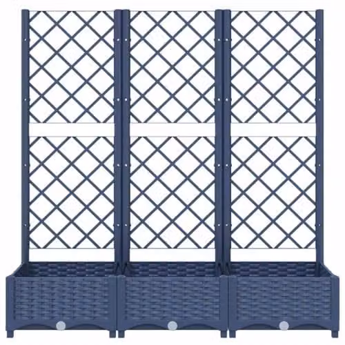 vidaXL Plastic Garden Planter Tub in Blue Grey, W/D/H: 120 x 40 x 121.5 cm – 4