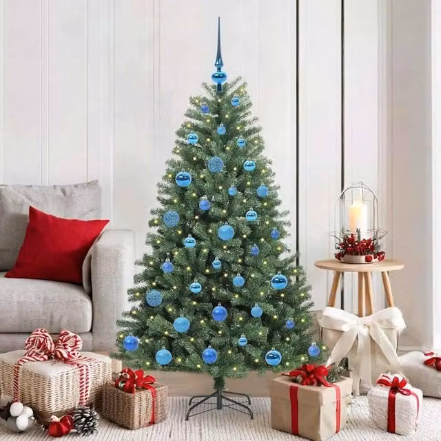 Berkfield Home Green Artificial Hinged Christmas Tree, Height: 150 cm