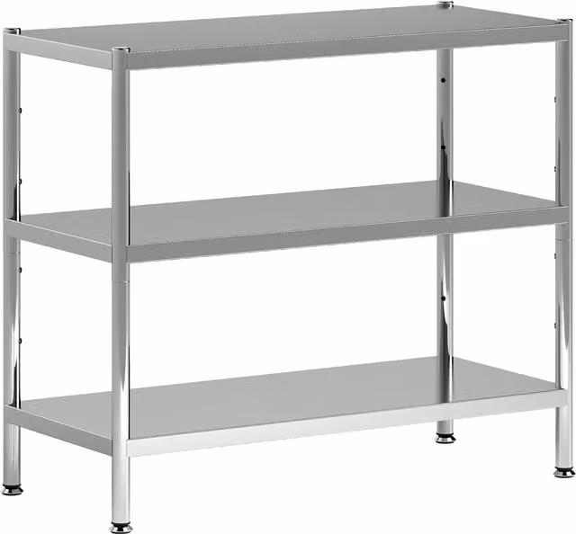 HOMCOM 3-Tier Silver Bakers Rack with Adjustable Shelves and Kitchen Storage – 1