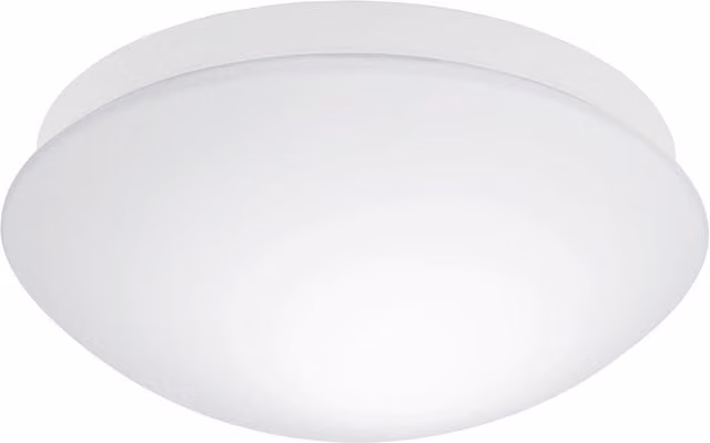 Loops White Flush Ceiling Light with Glass Shade, IP44 Rated for Bathrooms, E27 Bulb Compatible