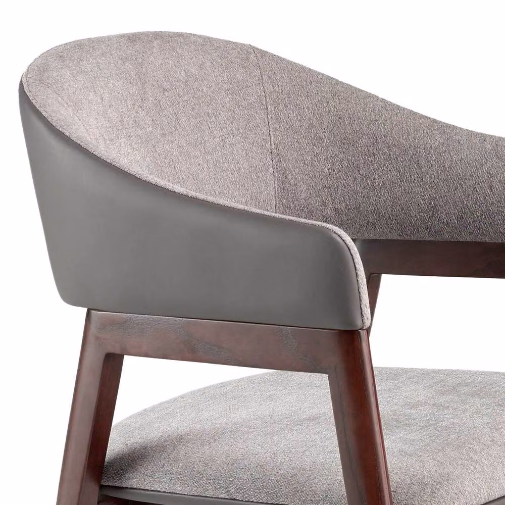 Angel Cerda Modern Dining Chair in Grey Fabric and Dark Mink Leatherette with Armrests – 3