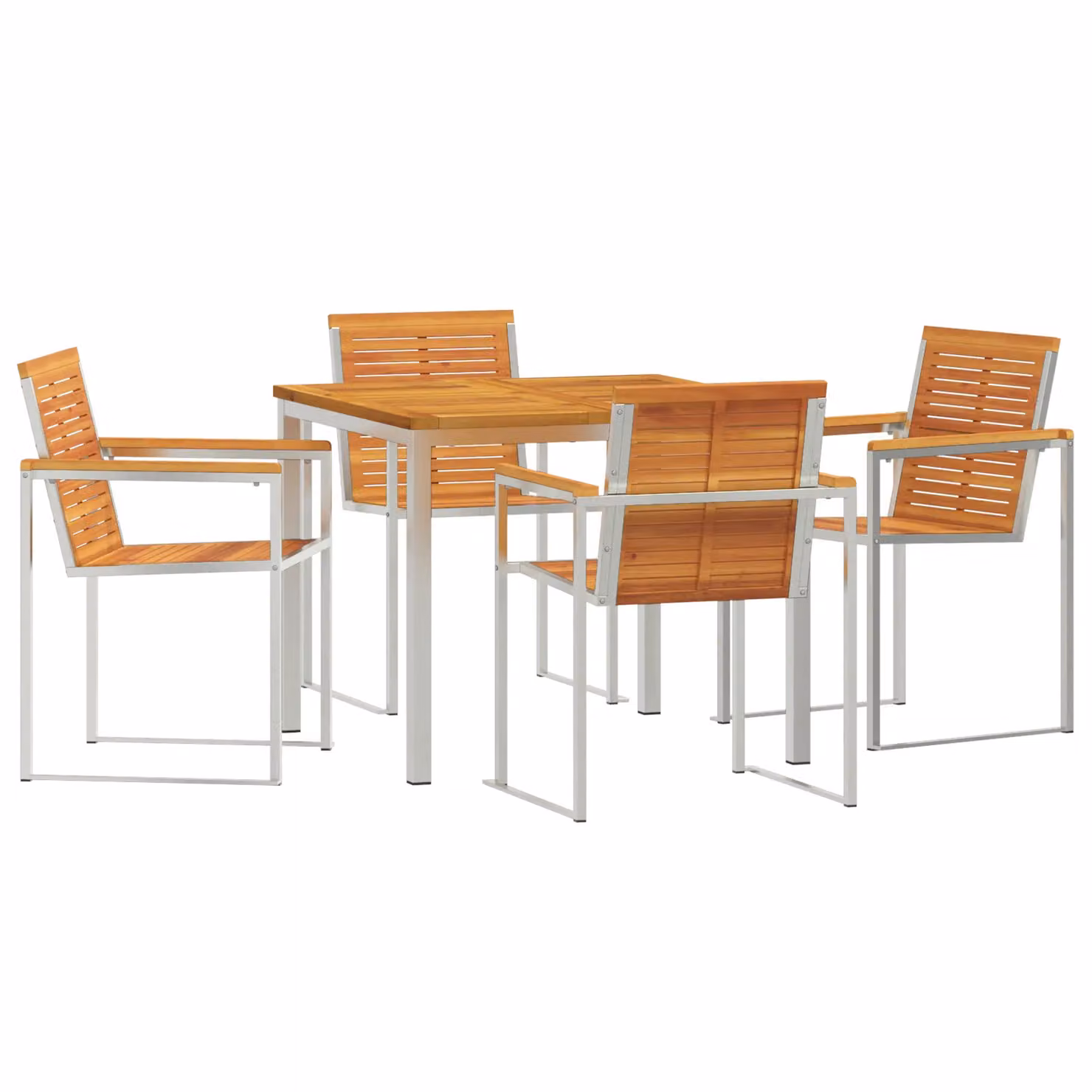 Berkfield Home 5 Piece Modern Garden Dining Set in Brown Oiled Acacia Wood and Steel – 2