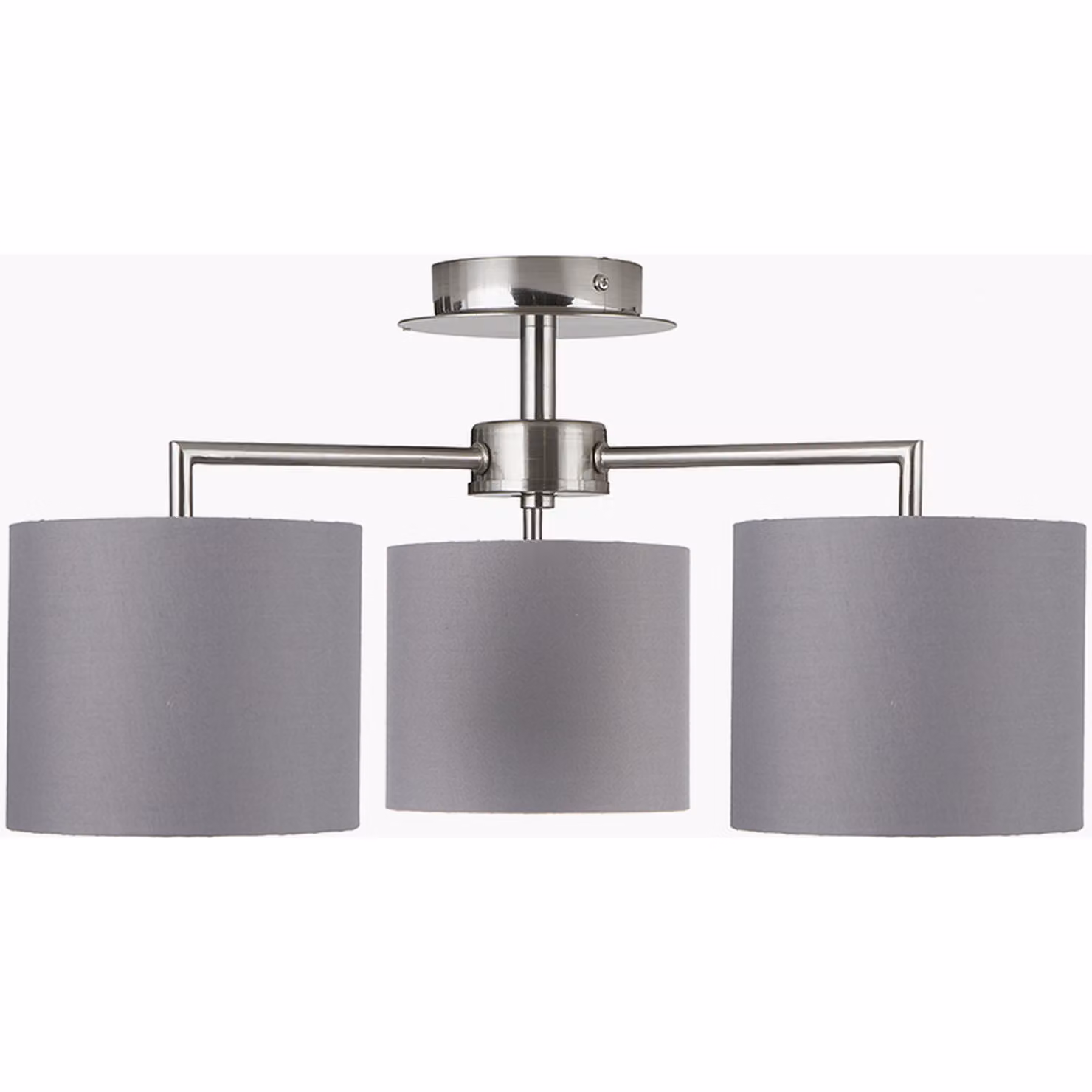 Pacific Lifestyle Modern 3 Arm Suspended Ceiling Light with Grey and Silver Drum Lampshades – 2