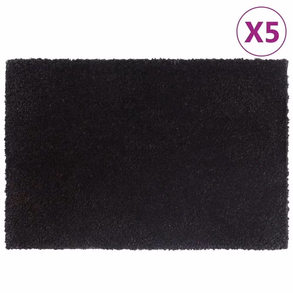 Berkfield Home Set of 5 Black Tufted Coir Door Mats, W: 60 cm, D: 40 cm – 2
