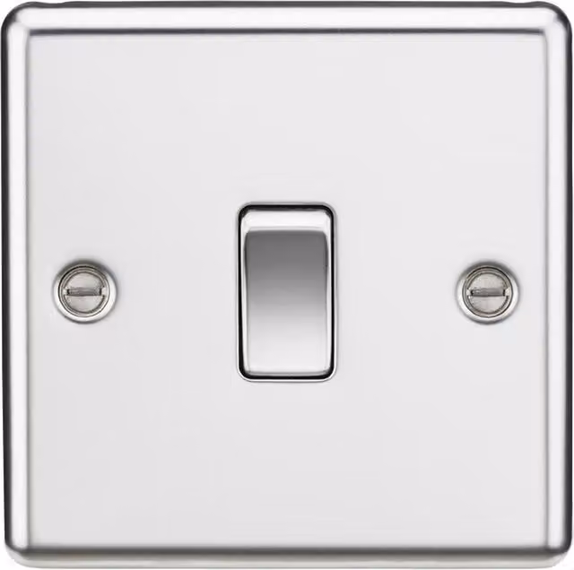 Knightsbridge 10AX 1G Intermediate Switch with Rounded Edges in Polished Chrome