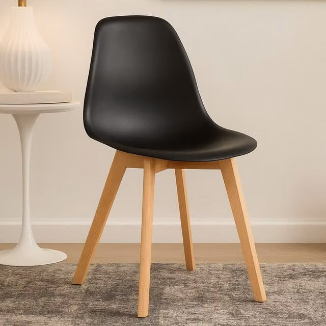 Interiors by Premier Orsina Black Synthetic Leather Chair with Beech Wood Legs – 2