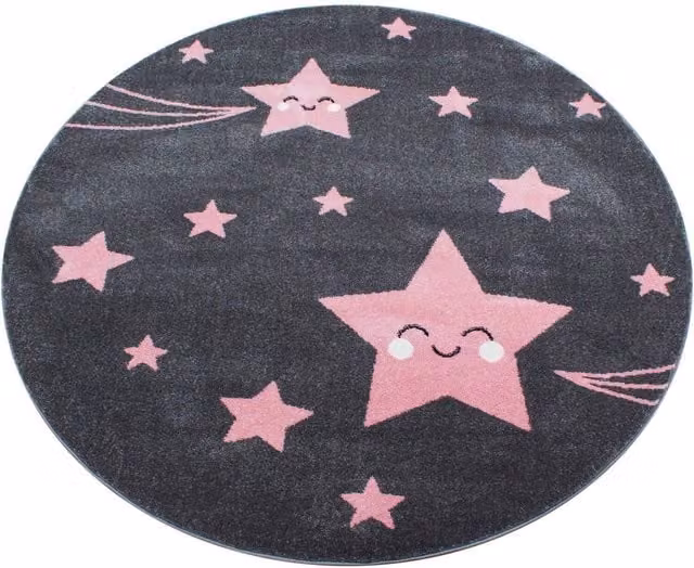 Bravich Kids Stars Round Rug, Pink, Diameter: 160 cm