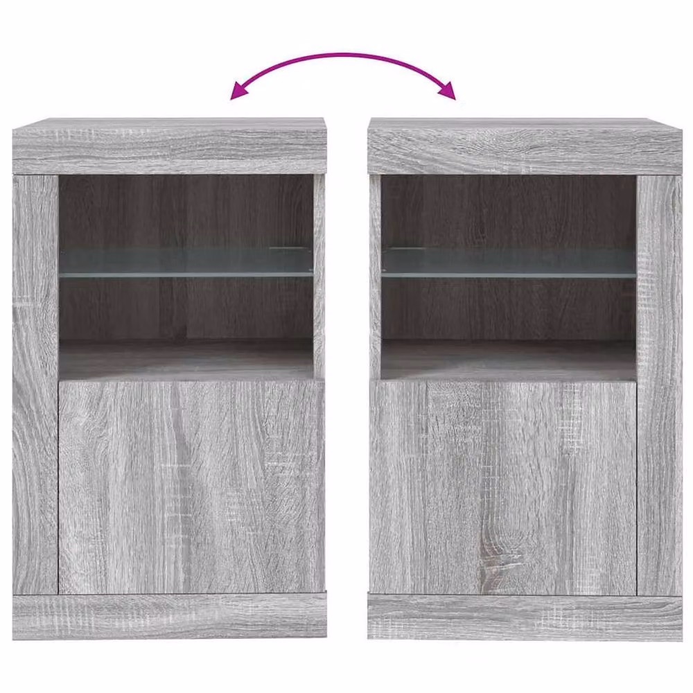 Berkfield Home Modern Side Cabinet with LED Lights and Glass Doors in Grey Sonoma, W/D/H: 67 x 41 x 37 cm – 5