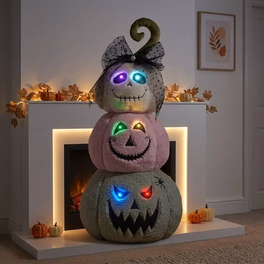 Garden Greatness Plush Stack-o'-Lanterns Multicolour LED Halloween Light-Up Decoration – 2