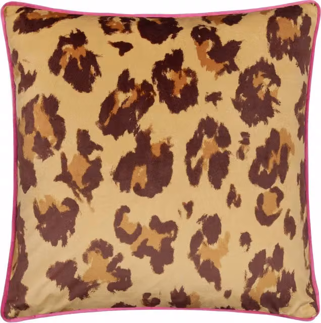 Make It A Home Multicolour Orange Leopard Graphic Velvet Square Cushion Cover