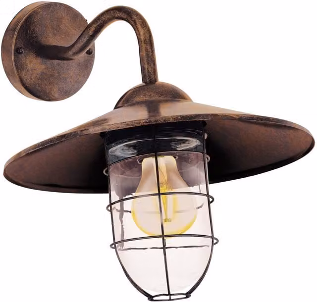 Loops IP44 Outdoor Maritime Wall Lantern in Antique Copper
