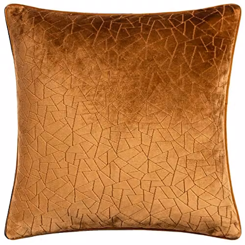 HOEM Malans Cut Velvet Piped Cushion in Bronze, W/D/H: 45 x 45 x 45 cm