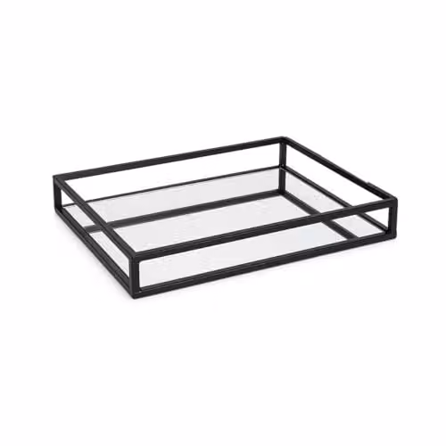 Melody Maison Black Mirrored Rectangular Cocktail Tray W: 40 cm, D: 30 cm, H: 5 cm – 2