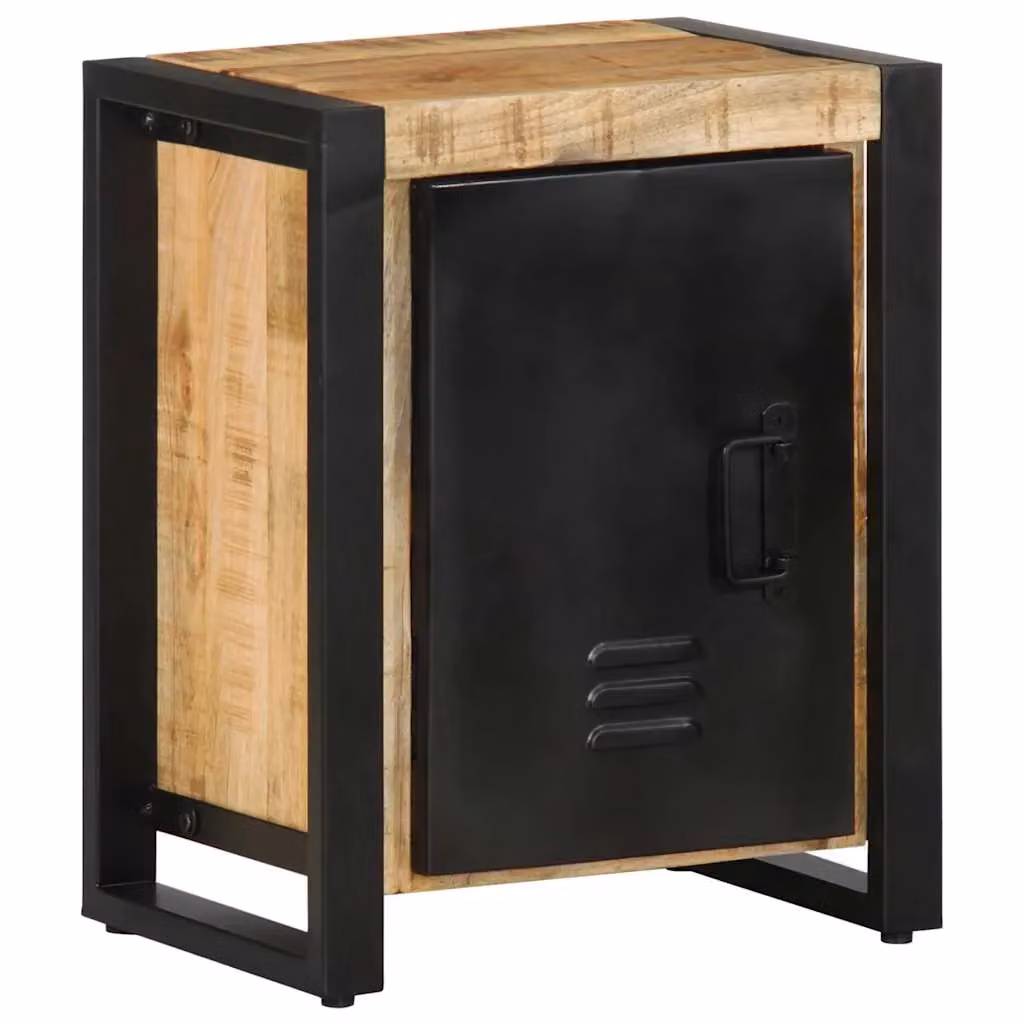 Berkfield Home Rustic Mango Wood Bedside Cabinet in Brown, W/D/H: 40 x 30 x 51 cm – 3