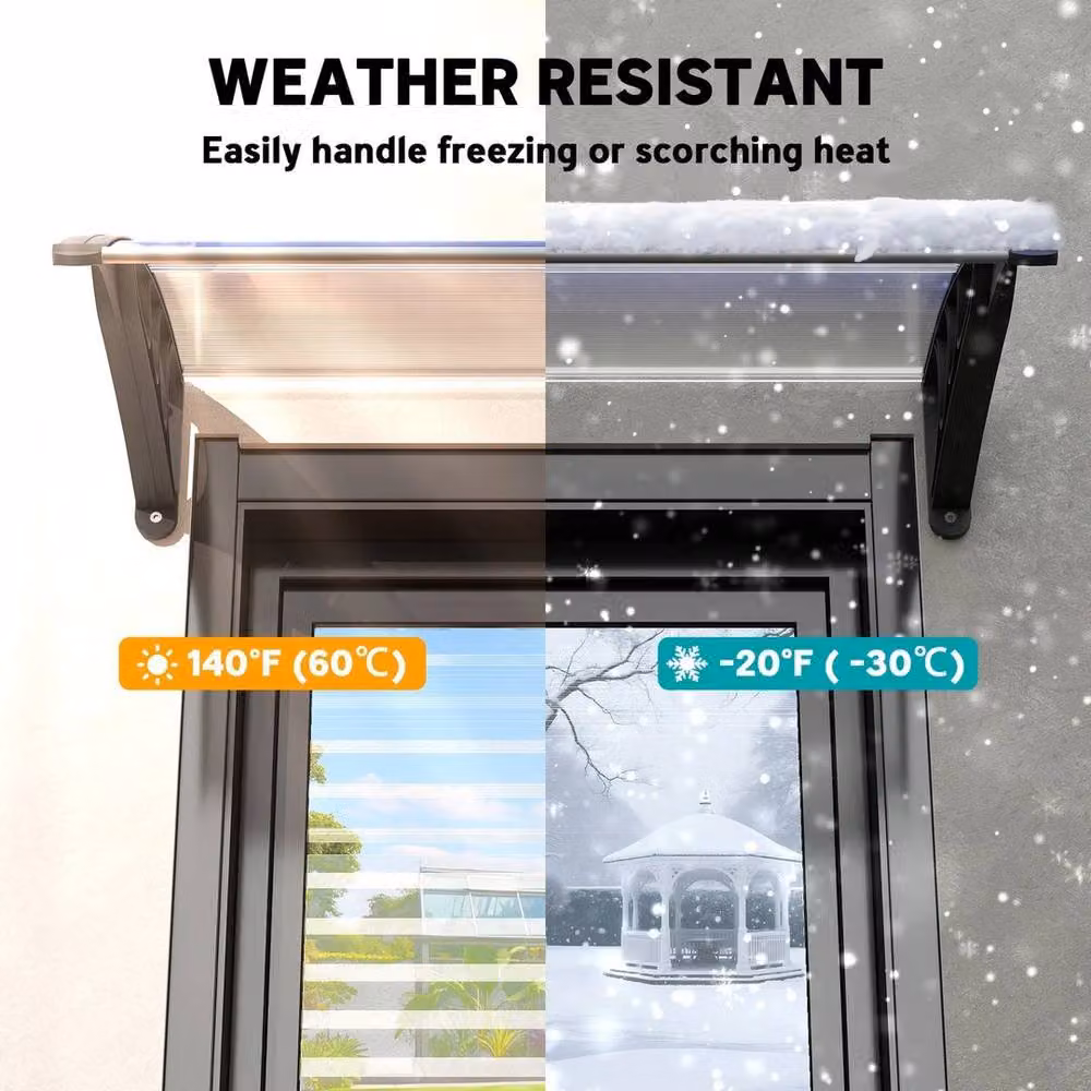 EONLION Clear Polycarbonate Outdoor Window and Door Canopy Awning, Width: 100 cm – 3