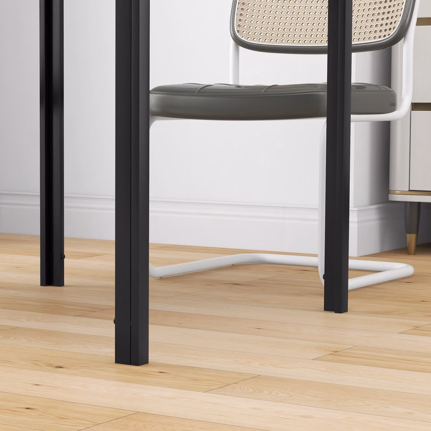 HOMCOM Modern Square Dining Table with Glossy Black Glass Top and Metal Legs, W/D/H: 80 x 80 x 75 cm – 7