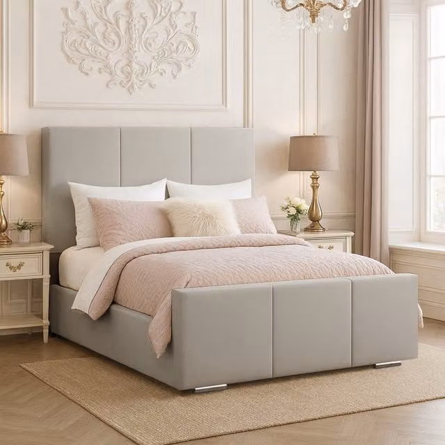 Desire Deco Eliza Upholstered Velvet Bed Frame in Silver, 180 x 200 cm