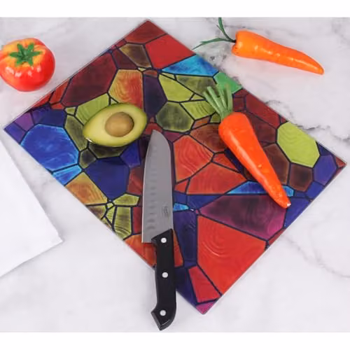 mysmartbuy Multicoloured Glass Rectangular Cutting Board, W: 40 cm, D: 30 cm – 2