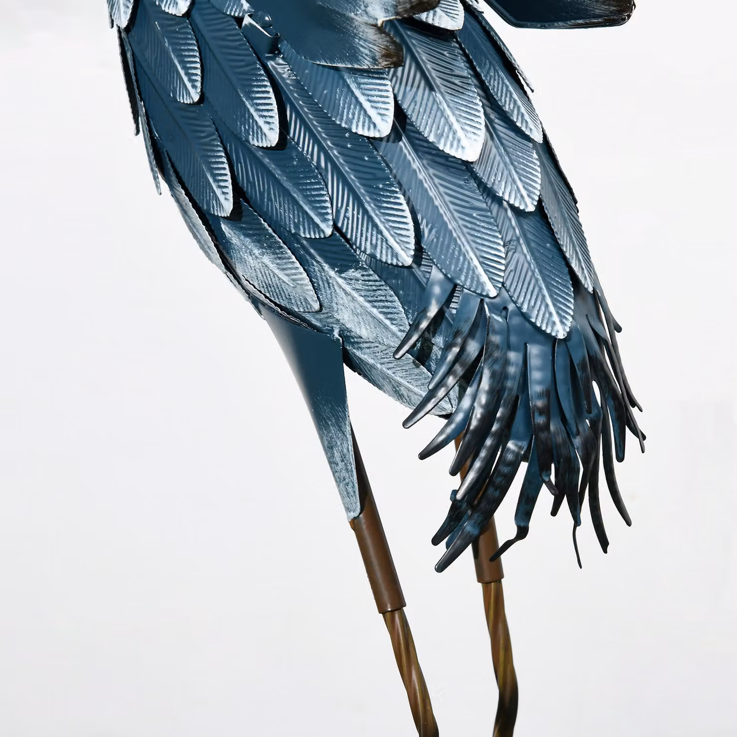 Outsunny Heron Metal Garden Statue Ornament in Blue and White – 5