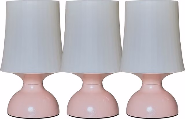 ValueLights Colmar Touch Table Lamps, Set of 3, Pink