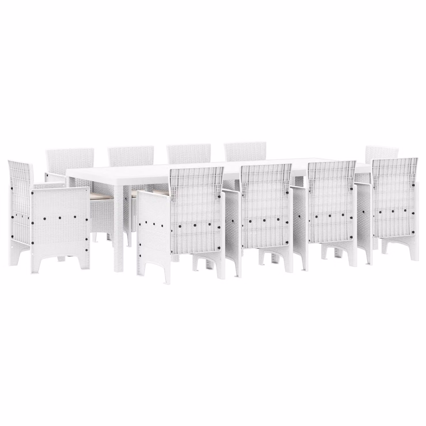 Berkfield Home 11 Piece White Poly Rattan Garden Dining Set with Cushions – 2