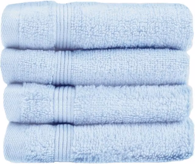 Allure Bath Fashions Luxury Egyptian Cotton Face Cloths, Pack of 4, Blue, W/D/H: 30 x 30 x 30 cm