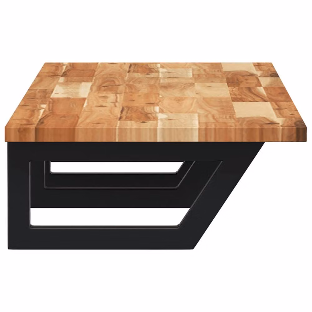 Berkfield Home Elegant Wall Mounted Basin Shelf in Brown Acacia Wood and Black Steel – 2