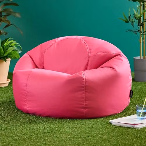 Bean Bag Bazaar Kingston Outdoor Bean Bag and Footstool with Filling, Pink – 2