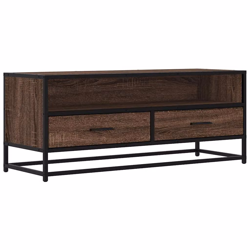Berkfield Home Industrial TV Cabinet in Brown Oak, W/D/H: 100 x 34.5 x 40 cm – 2
