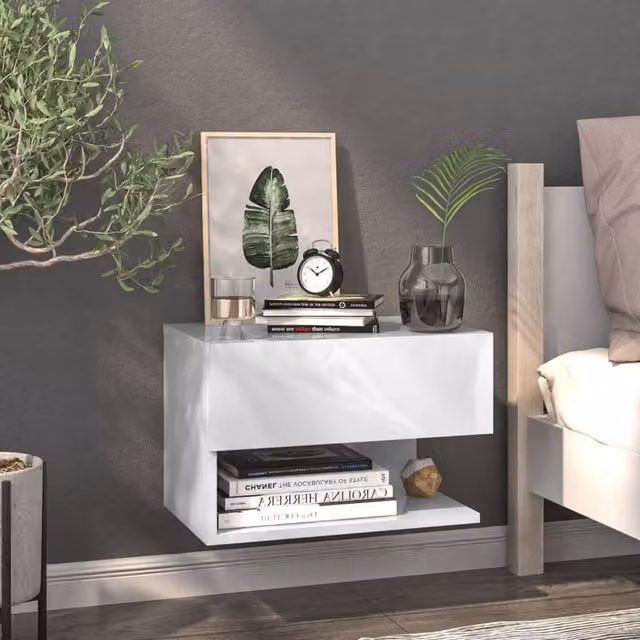 Berkfield Home Wall-mounted Bedside Cabinet in White
