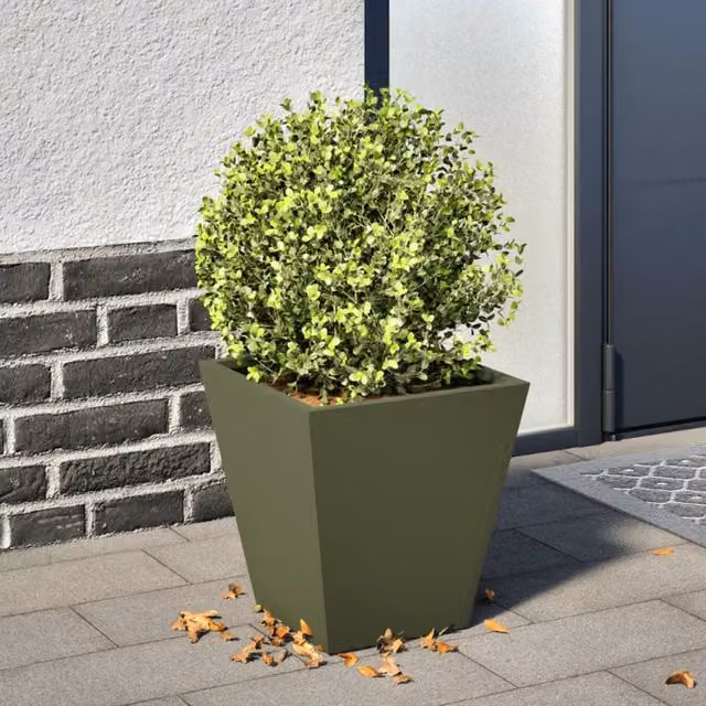 Berkfield Home Steel Garden Planter Tub, Green, W/D/H: 30 x 30 x 30 cm