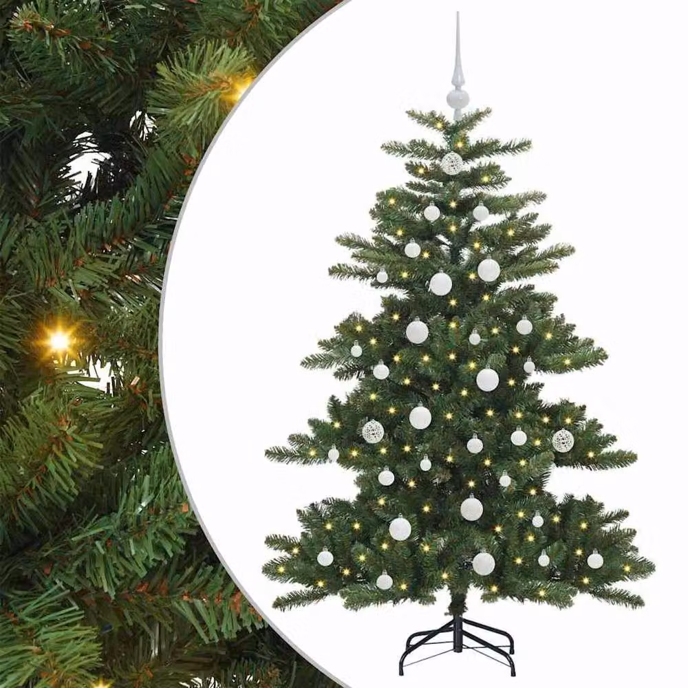 Berkfield Home Elegant Artificial Hinged Christmas Tree with 150 LEDs, Green, Height: 150 cm – 3