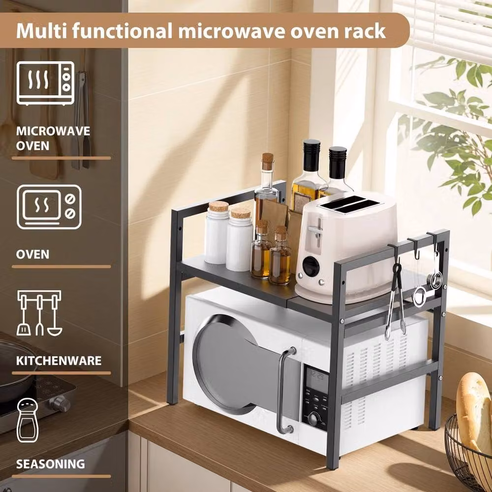 SPETLEK 2 Tier Expandable Microwave Oven Rack in Grey, W/D/H: 46 x 40 x 25 cm – 3