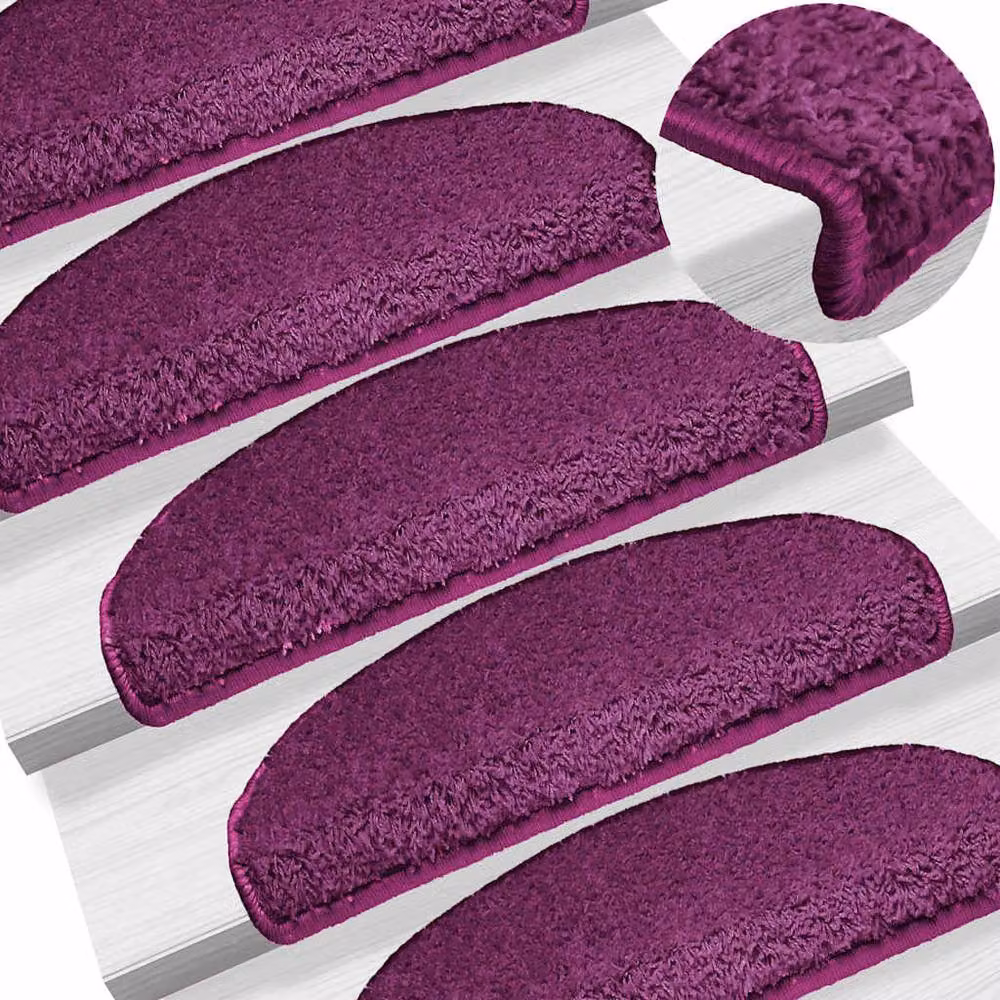 Berkfield Home Decorative Carpet Stair Treads, 15 Pieces, Purple, W: 65 cm, D: 21 cm, H: 4 cm – 2