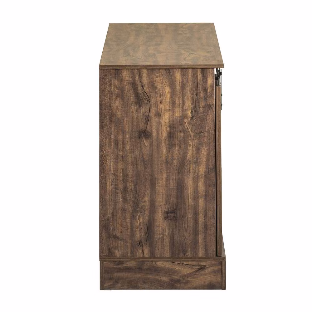 SoBuy Multifunctional Rustic Credenza with Sliding Barn Doors in Brown, W/D/H: 120 x 70 x 70 cm – 3