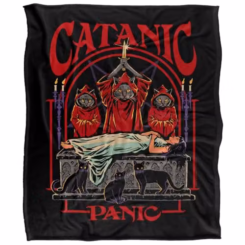 Steven Rhodes Catanic Panic Super Soft Fleece Throw Blanket, Multicolour, W/D/H: 152 x 127 cm – 5
