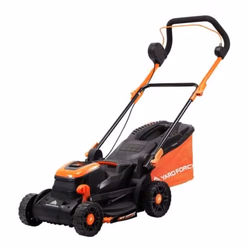 Yard Force CR20 Cordless Lawn Mower, Orange, with Mulching Kit and Collection Bag