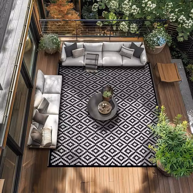 Green Decore Nirvana Black and White Outdoor Garden Rug, W/D: 240 x 300 cm