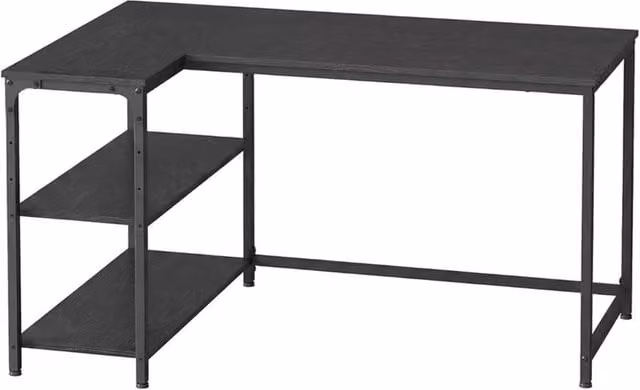 Nordara L Shaped Corner Gaming Desk with Storage in Ebony Black, W/D: 100 x 100 cm – 1