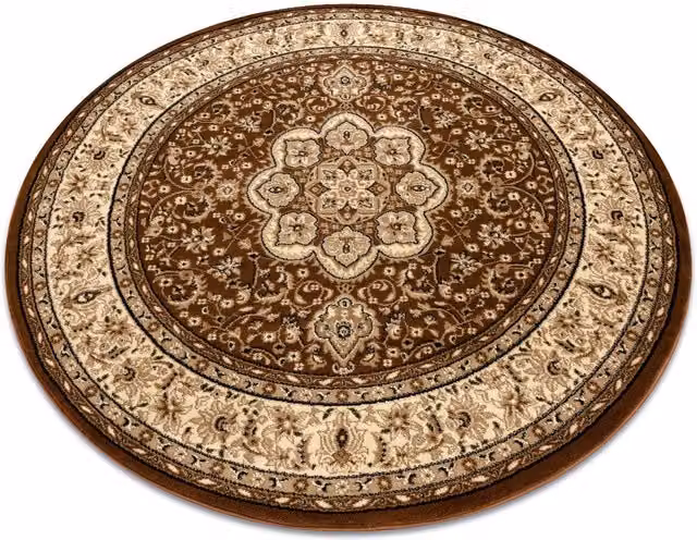 RugsX Royal Oriental Round Rug in Brown, Diameter: 120 cm