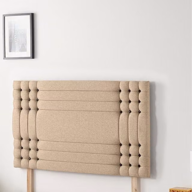 Somnior Beds Ltd Saville Plush Velvet Upholstered Divan Headboard in Beige