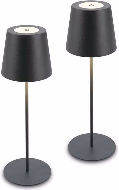 Briloner Set of 2 Rechargeable LED Table Lamps, Dimmable and Height-Adjustable, Anthracite, H 36 x W 10.5 cm
