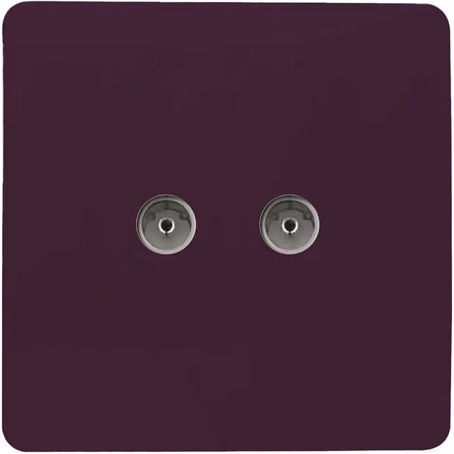 Trendi Switch 2 Gang Female Co-Axial Flush Television Socket in Plum Purple – 1