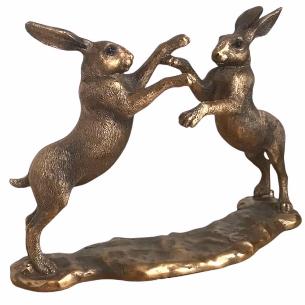Leonardo Reflections Bronze Effect Boxing Hares Tabletop Figurine, H: 16 cm – 4