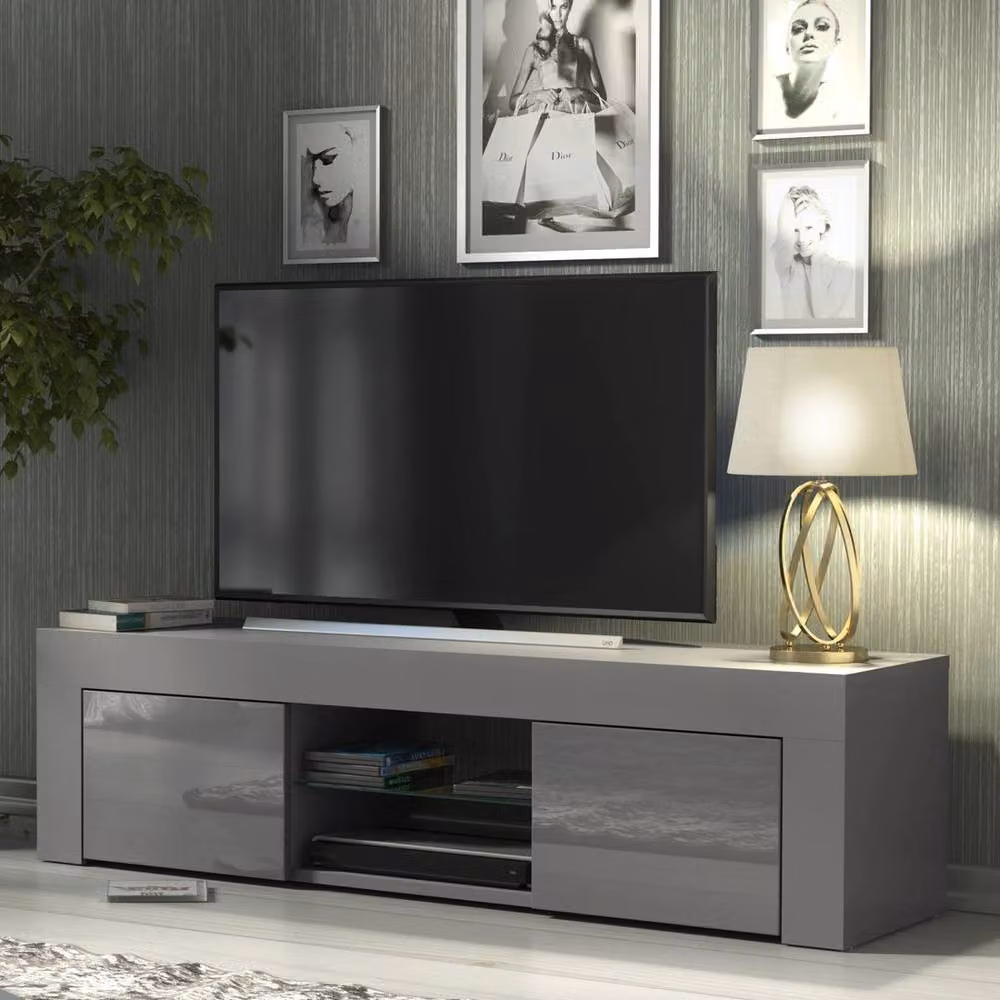 FORGEVIO Modern TV Stand Cabinet Sideboard in Matt Dark Grey – 4