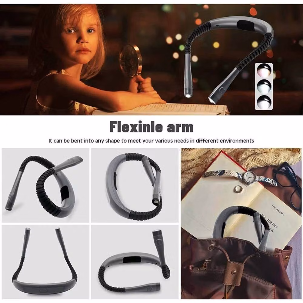 FLAVORA Handsfree LED Flexible Neck Light, USB Rechargeable, Black – 7