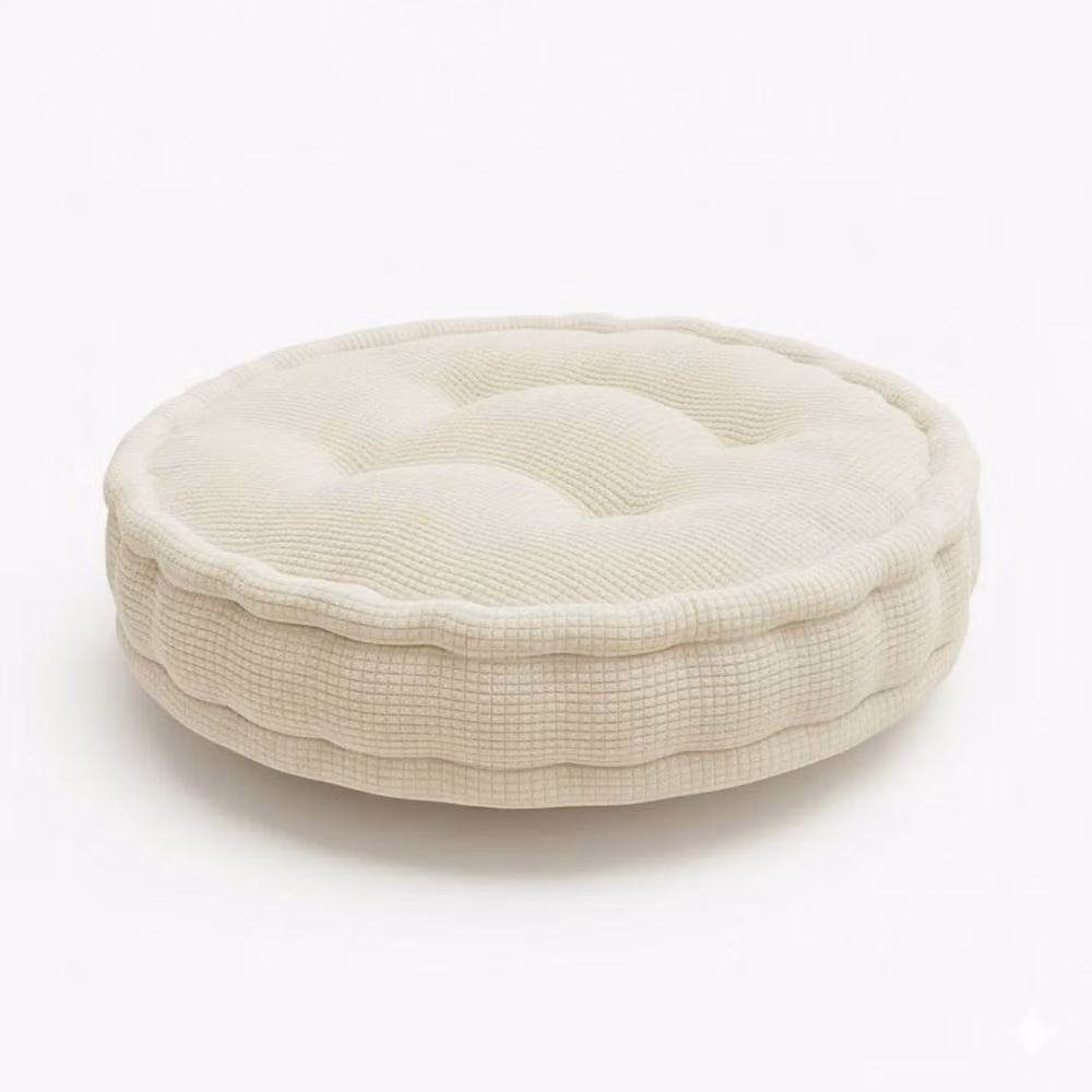 Snug City Round Teddy Fabric Booster Cushion in Beige, W/D/H: 45 x 45 x 45 cm – 2
